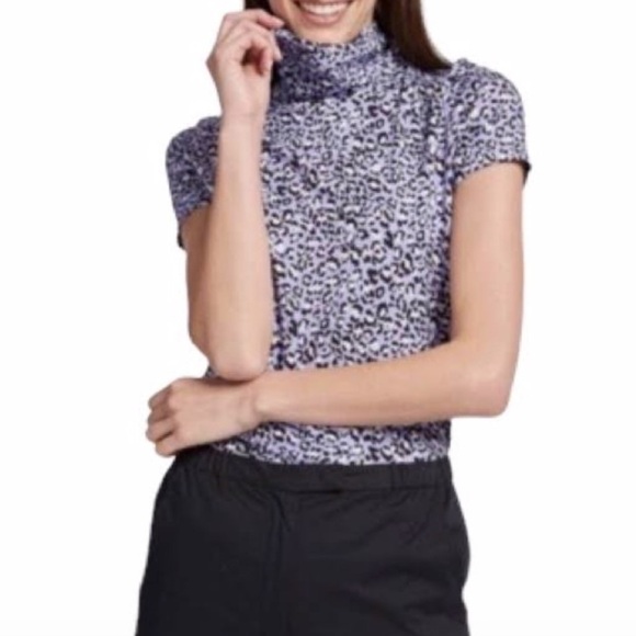 TYLER BOE NWT Cheetah Print Turtleneck Top Size Large in Thistle Purple - Picture 14 of 14